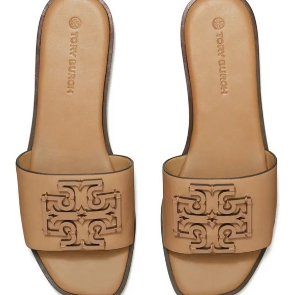 ❤️ NIB Tory Burch Ines Slide Leather Sandal Almond Flour 6.5 7 8 8.5 9 9.5 10 - Picture 2 of 16